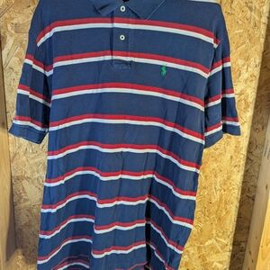 Polo by Ralph Lauren Navy Striped Cotton Polo Shirt